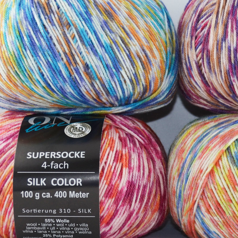 Supersocke Silk Sort. 348 Color 4-fach von ONline 2908 Supersocke Silk Sort. 365 Color 4-fach von ONline Sort 365 - alle Farben