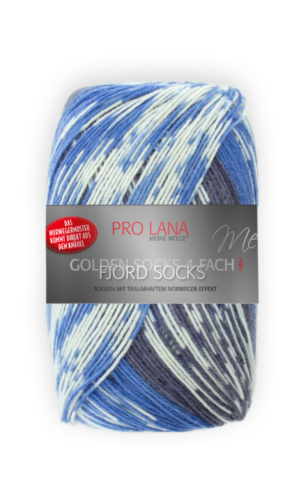 Fjord Socks - 4-fach Sockenwolle von Pro Lana 0184 - blau / grau / weiß