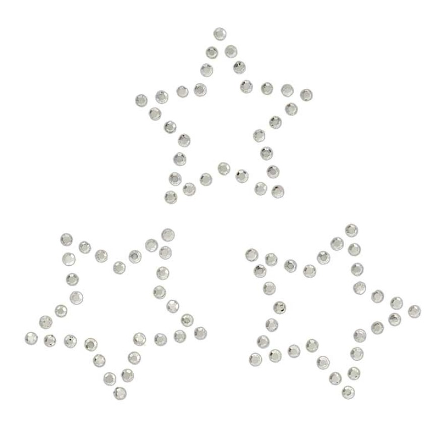 Applikation Sterne, Strass ca. 3,0 x 3,0 cm farbig 3 Stück zum Aufbügeln von Monoquick