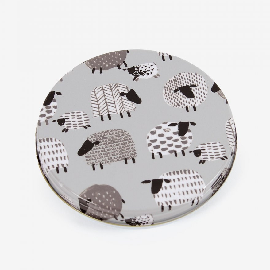 Maschenmarkierer Schäfchen mit Nadelmaß & Dose grau