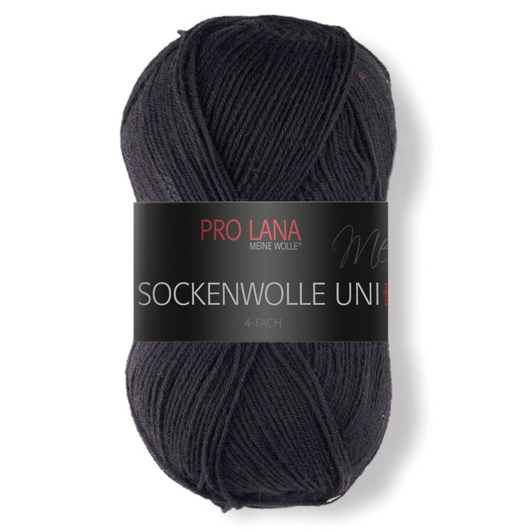 Sockenwolle uni - 4-fach von Pro Lana 0402 - schwarz