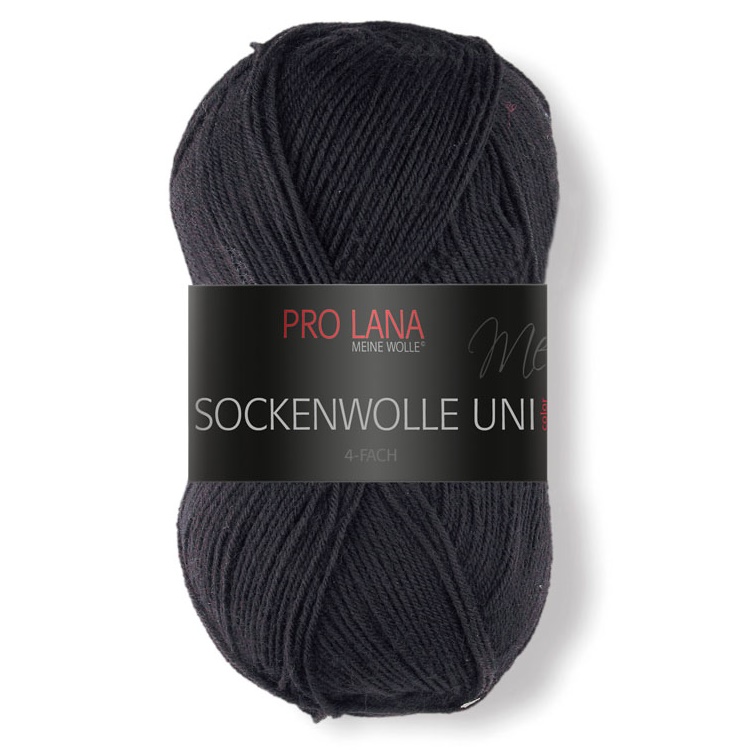 Sockenwolle uni - 4-fach 0402 - schwarz