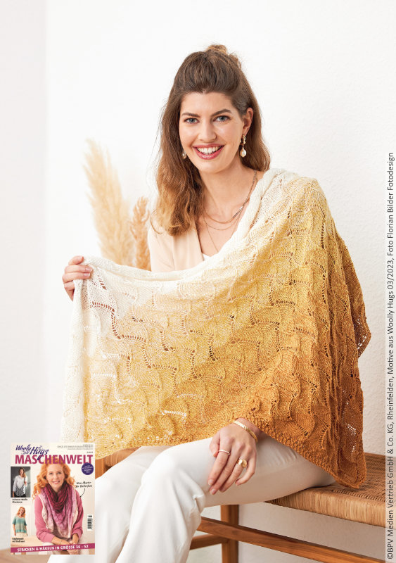 Tuch Rautenwellen ab Spitze | Anleitungsheft | Wolle BOBBEL cotton 800m  | Stricken | Veronika Hug, Woolly Hugs, Christophorus Verlag