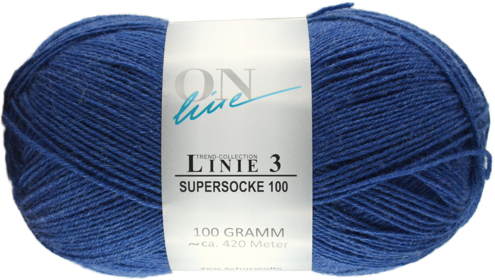 Supersocke 100 4-fach Uni, ONline Linie 3 0056 - jeansblau