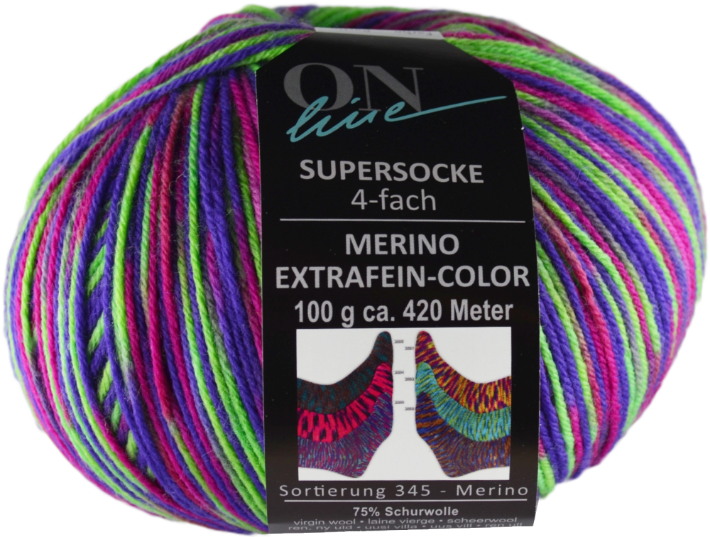 Supersocke 100 Merino Color, 4-fach von ONline 3120 Supersocke 100 Merino Color, 4-fach von ONline 3120