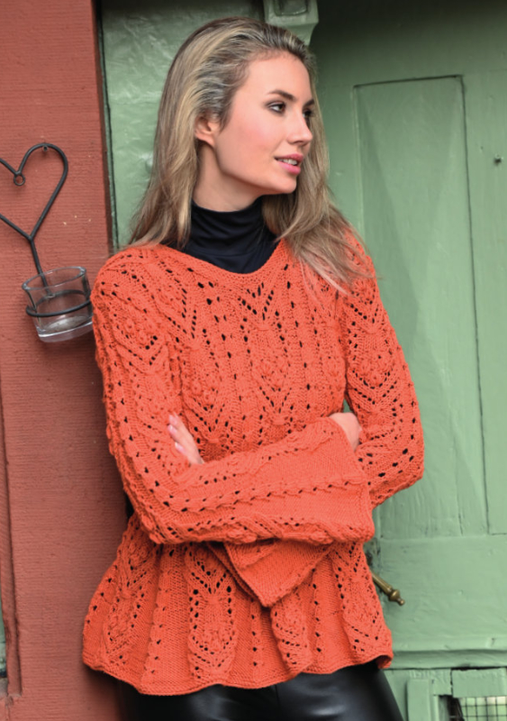 Ausgestellter Ajourpullover  | Wollpaket mit Timona Linie 110  | Stricken | ONline