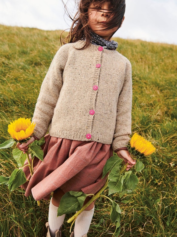 Debutant Kinder Cardigan ( von unten nach oben ) | Anleitungsheft + Wolle Tweed recycled | Stricken