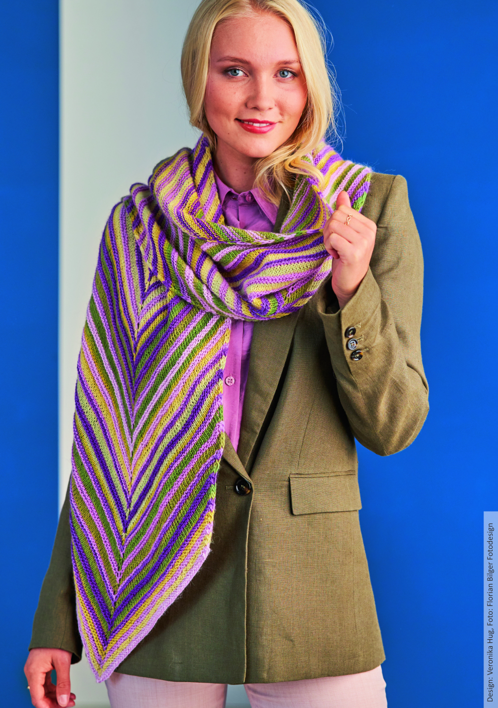 Stola Geo-Linie Zweifarbig  | Wollpaket mit Year Socks  | Stricken | Veronika Hug, Woolly Hugs, Christophorus Verlag