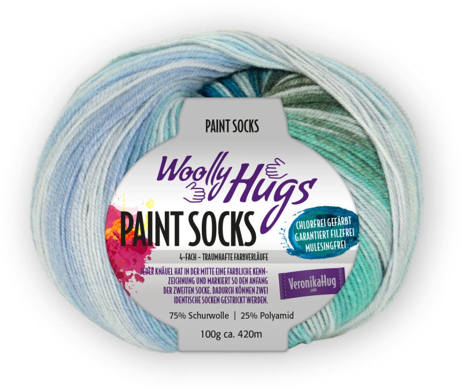 Paint Socks von Woolly Hugs 0201 - blau / türkis