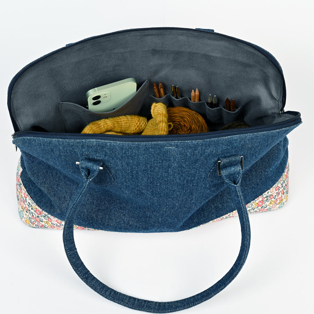 Schultertasche Bloom Collection (Denim + Floral print)