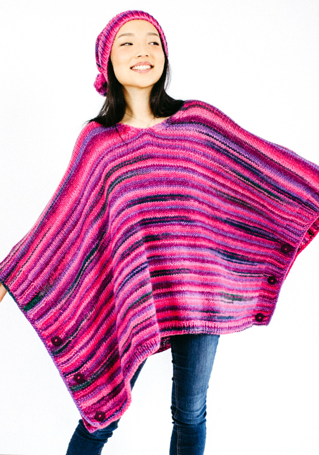 Poncho & Mütze | Wollpaket mit Stella | Stricken