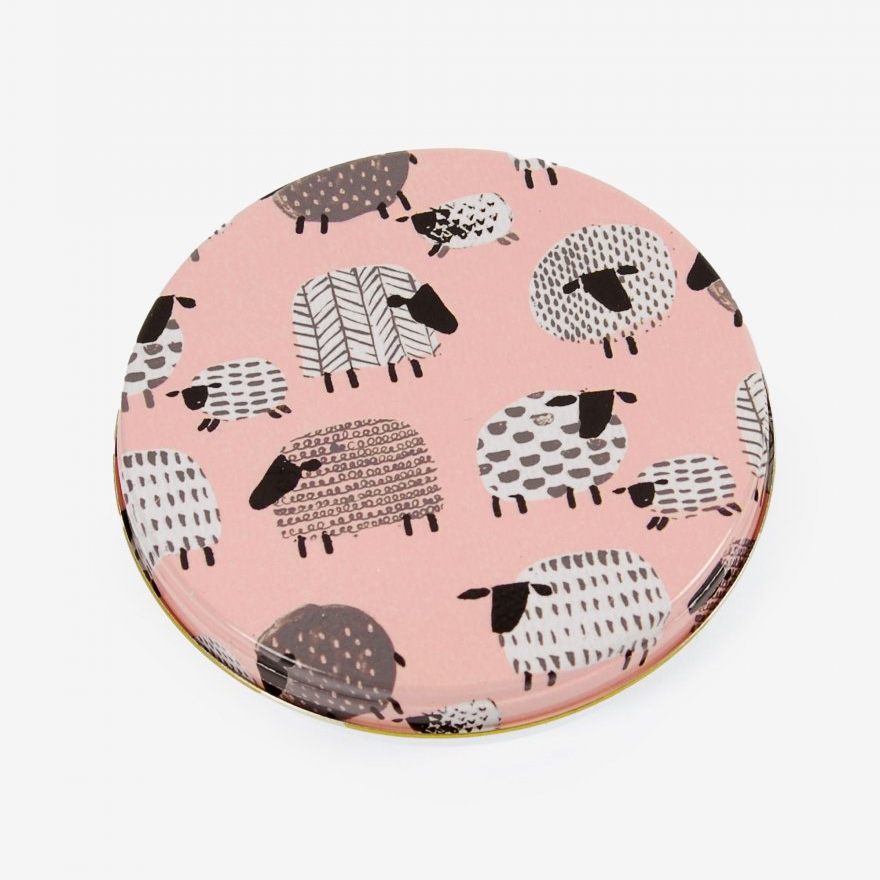 Maschenmarkierer Schäfchen mit Nadelmaß & Dose rosa