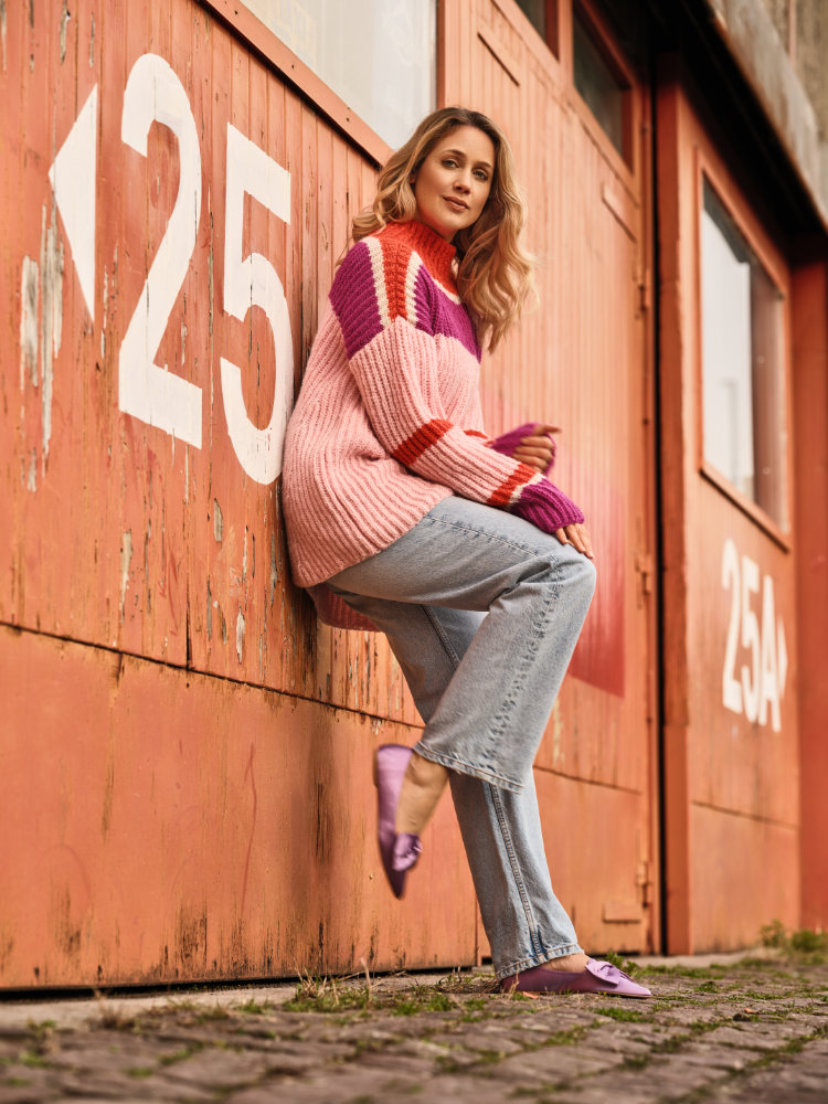 Patentmuster-Pullover mit Farbflächen  | Wollpaket mit Alpaka deluxe  | Stricken | Pro Lana