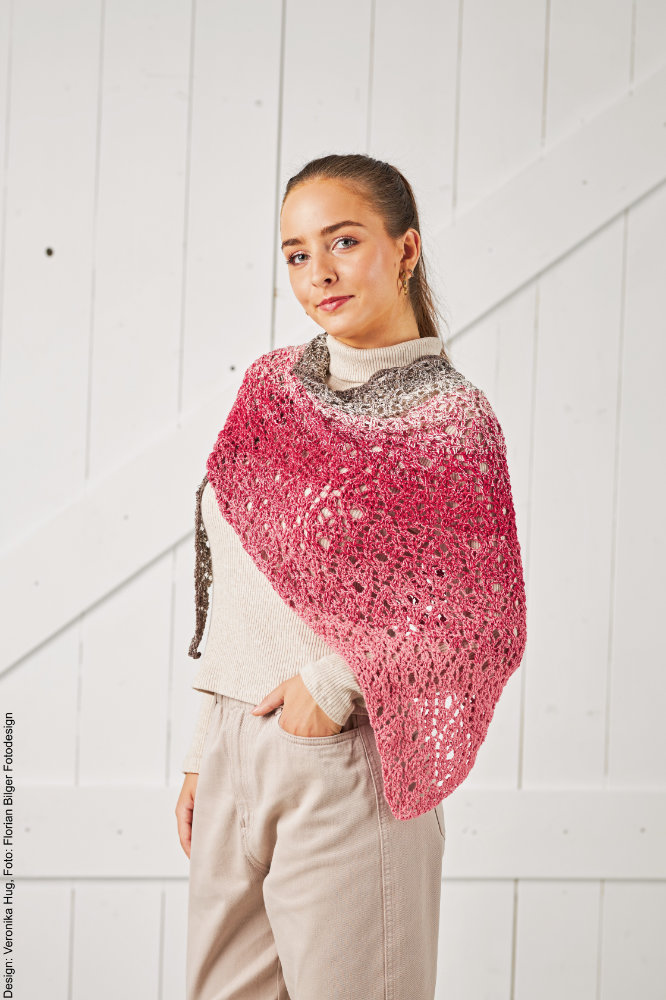 Tuch Blätterspiel  | Wollpaket mit BOBBEL cotton 800m  | Häkeln | Veronika Hug, Woolly Hugs, Christophorus Verlag