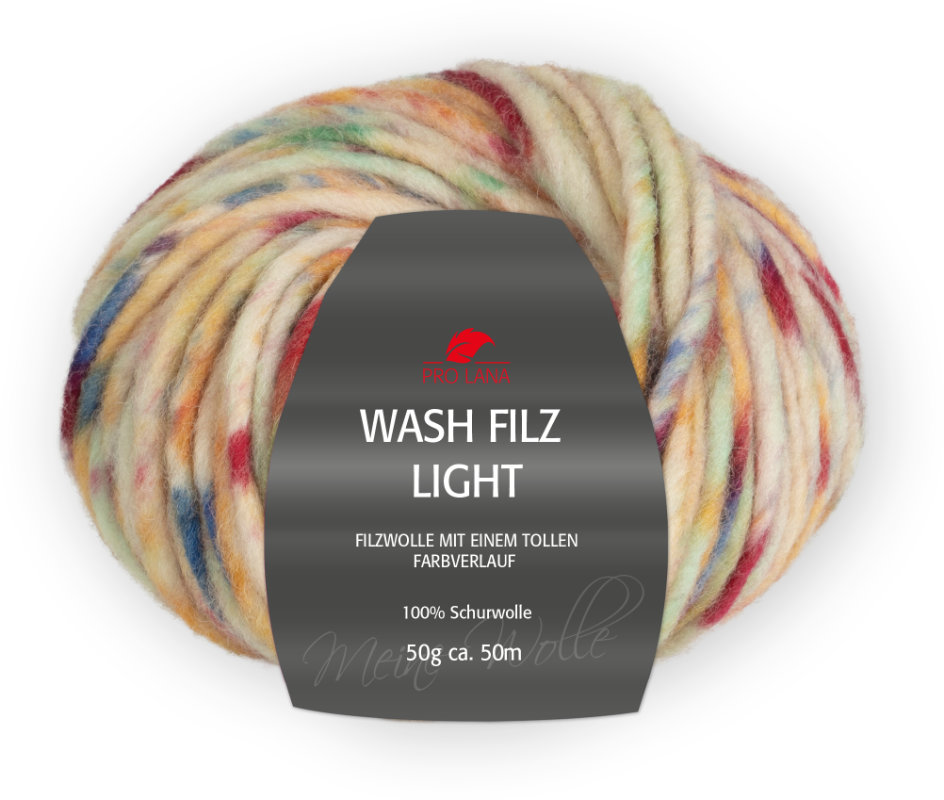 Wash-Filz light von Pro Lana 0716 - rot/beige/bunt