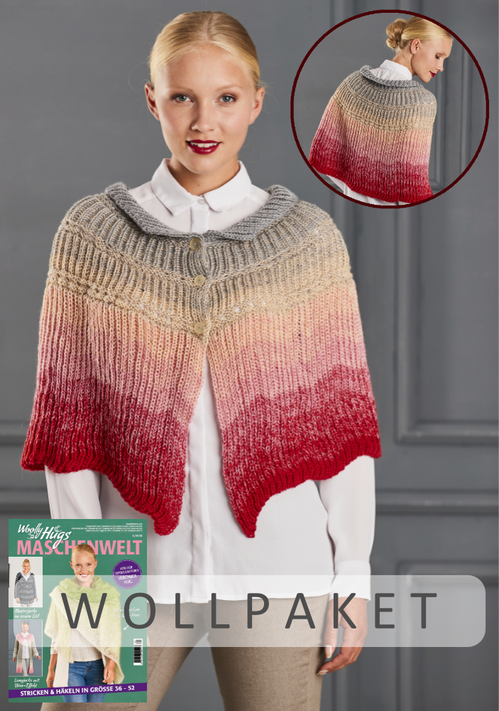 Kurzponcho Kanada  | Wollpaket mit Bobbel Merino Mix  | Stricken | Veronika Hug, Woolly Hugs