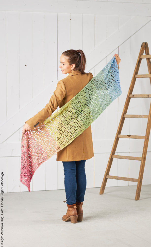 Stola Blätterspiel  | Wollpaket mit BOBBEL cotton 800m  | Häkeln | Veronika Hug, Woolly Hugs, Christophorus Verlag