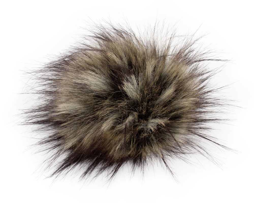 Fell Pompon mit Druckknopf natural raccoon