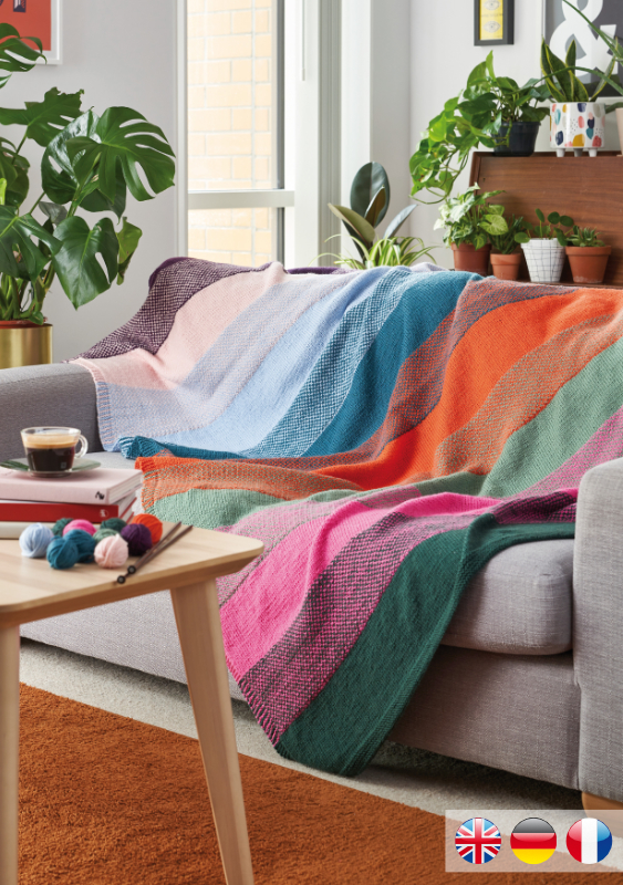 Decke Hibernate Throw | Wollpaket mit Pure Wool Worsted col. 198 eggplant ca. 200 m100 g| Stricken