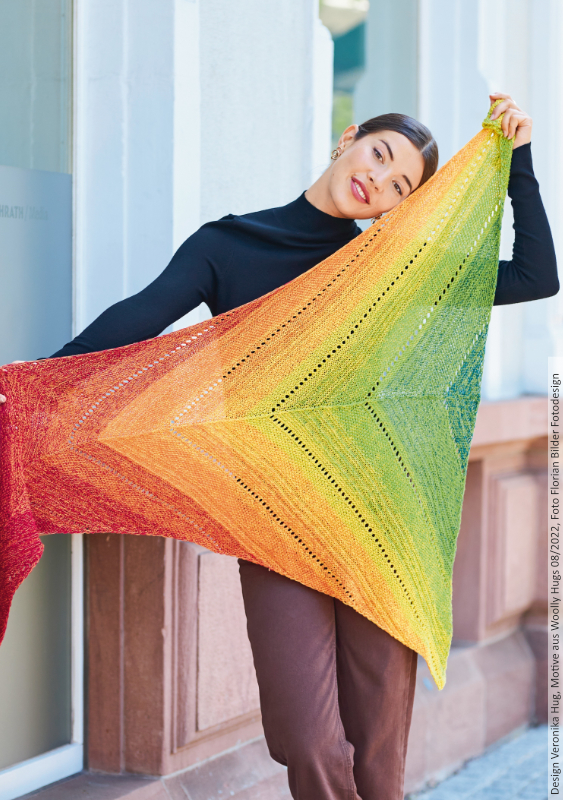 Tuch Neonpfeil  | Wollpaket mit Bobbel Cotton XXL  | Stricken | Veronika Hug, Woolly Hugs, Christophorus Verlag