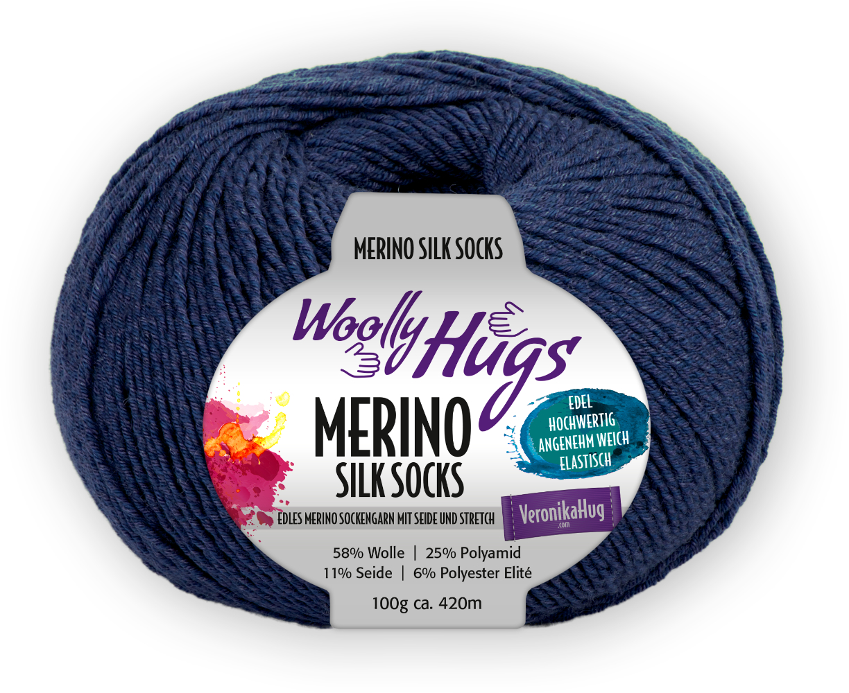 Merino Silk Socks Stretch, 4-fach von Woolly Hugs 0250 - jeans