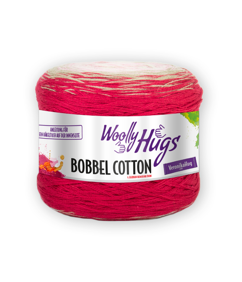 BOBBEL cotton 800m von Woolly Hugs 0048 - beige / rosa / weinrot