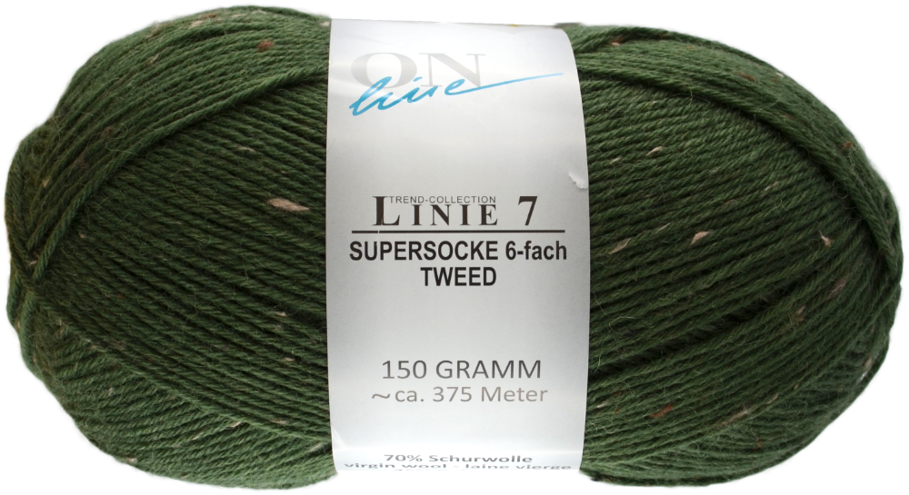 Supersocke 6-fach Tweed Linie 7 von ONline 0904 - olive/beige