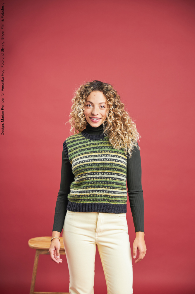 Pullunder Green Way  | Wollpaket mit Merino Silk Socks Stretch, 4-fach  | Stricken | Veronika Hug, Woolly Hugs, Christophorus Verlag