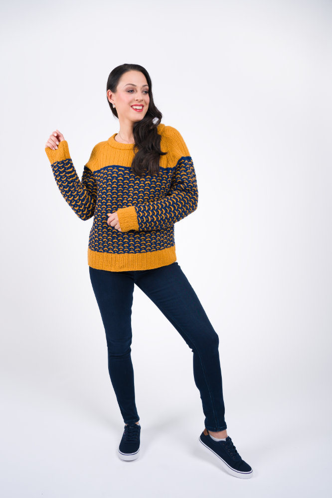 Raglanpulli im Mosaikmuster | Anleitungsheft | Wolle Italy Wool 150  | Stricken | Pro Lana