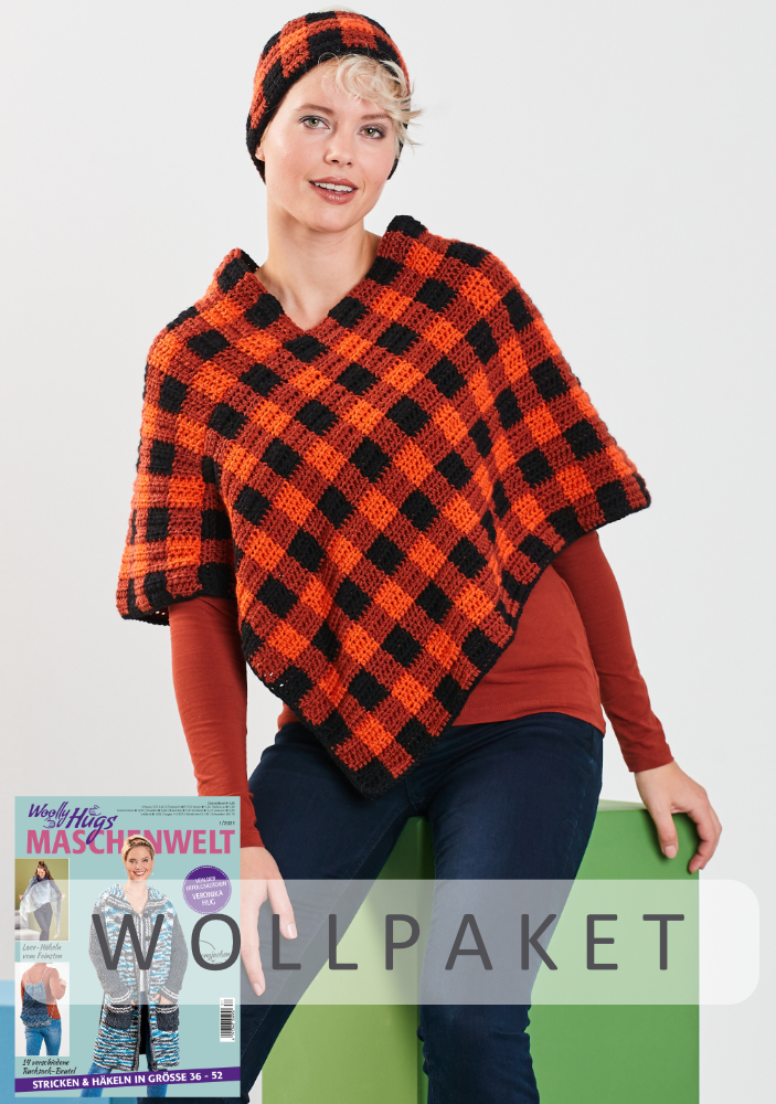 Poncho & Stirnband Peru  | Wollpaket mit Charity  | Häkeln | Veronika Hug, Woolly Hugs, Christophorus Verlag