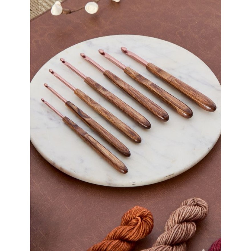 Muttertagsset "Mellow" Kupfer Häkelnadeln mit Holzgriff walnussfarben 3,0 - 6,0 mm von Knit Pro