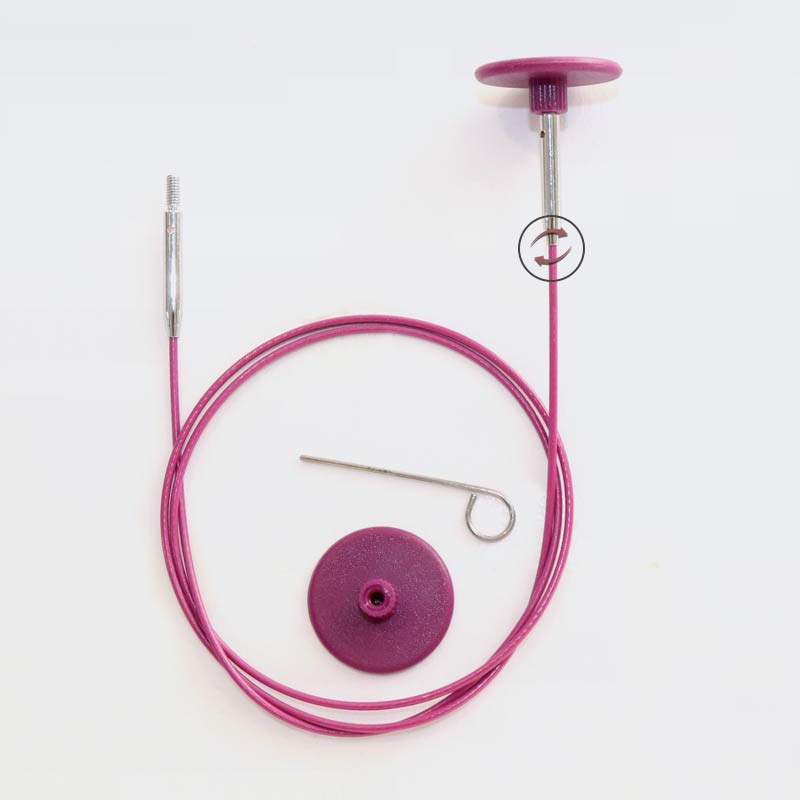 Seil lila, Edelstahl nylonummantelt & 360° drehbar für knit pro Nadelspitzen | 126cm für 150cm/60'' Rundstricknadel