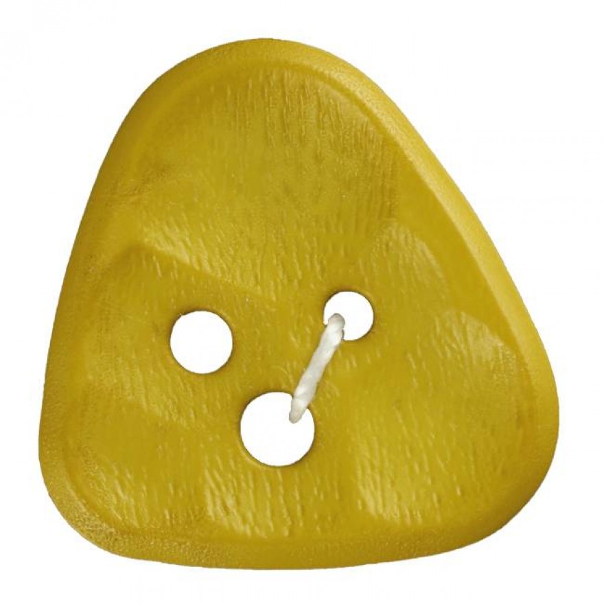 Polyamidknopf 3-Loch Dreieck mit Waben 25mm gelb 