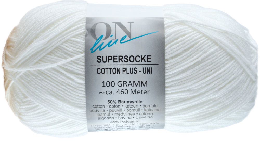 Supersocke 100 Cotton Plus Uni, 4-fach von ONline Sort. 293 - 2527 - weiß