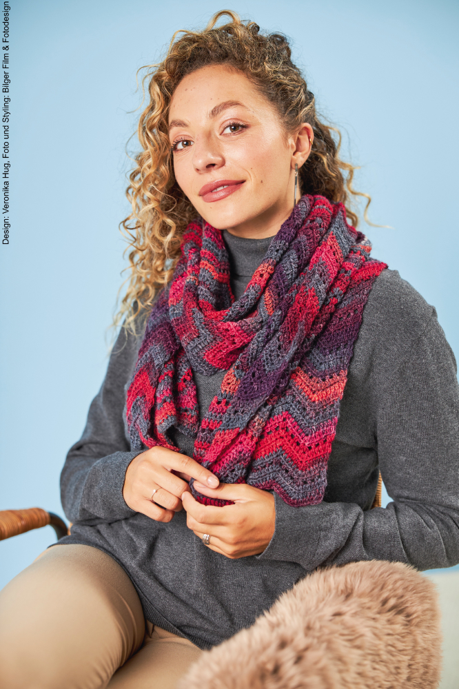 Häkelstola rote Glut  | Wollpaket mit Paint Socks  | Häkeln | Veronika Hug, Woolly Hugs, Christophorus Verlag