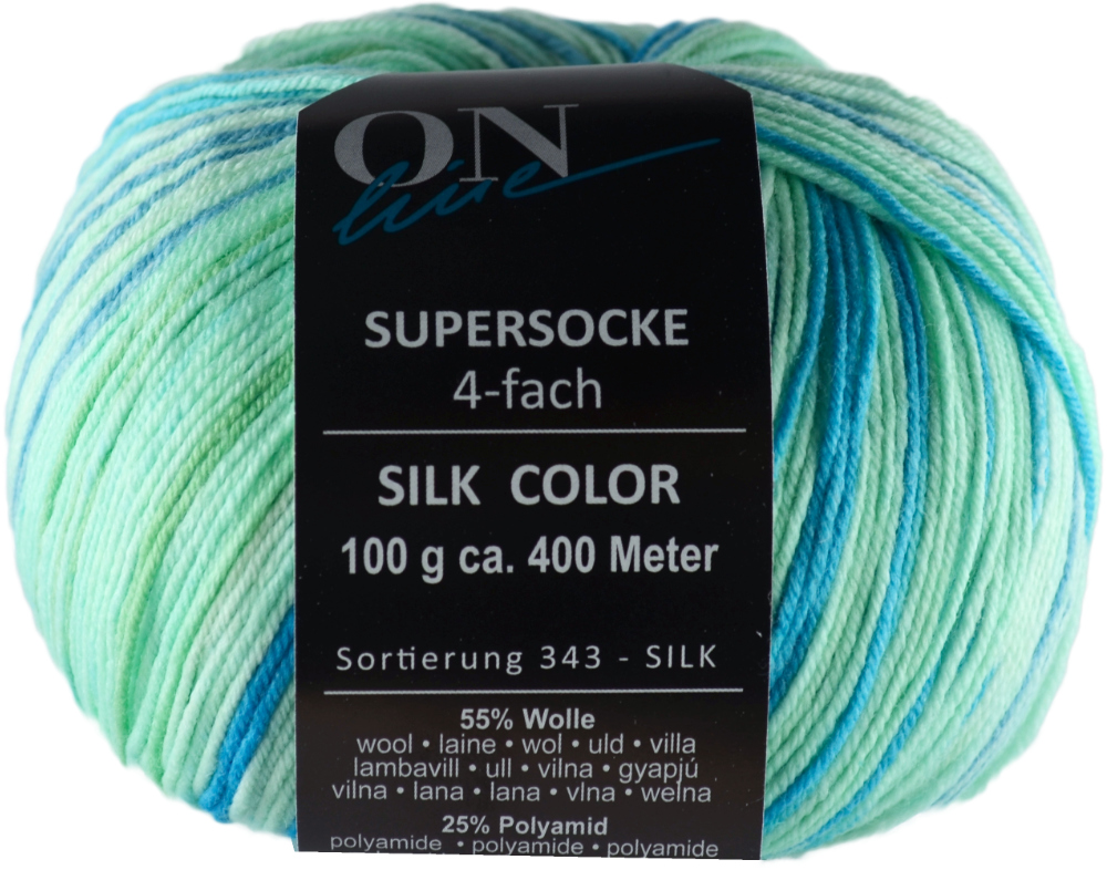 Supersocke 100 Silk Color, 4-fach von ONline Sort. 343 - 2880