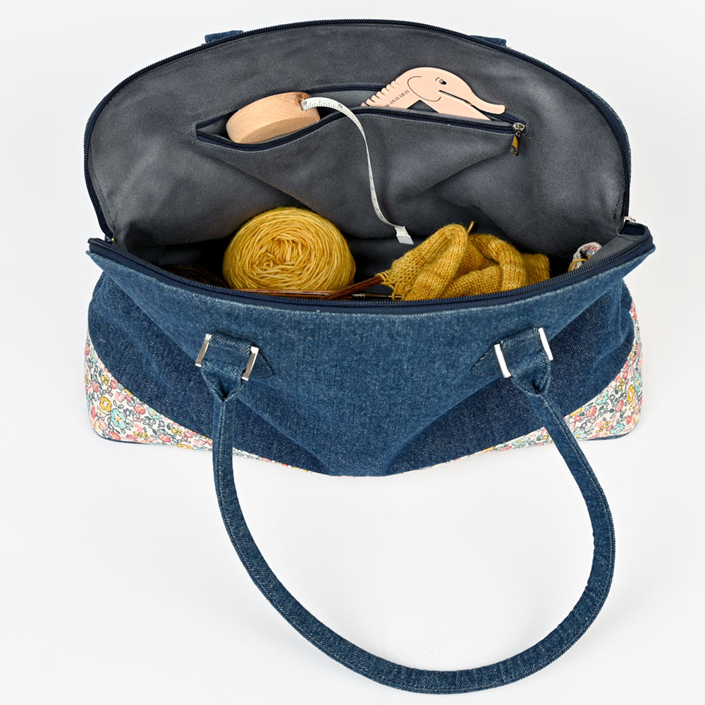 Schultertasche Bloom Collection (Denim + Floral print)
