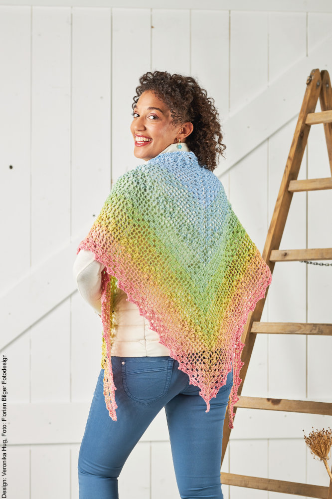 Tuch zackige Herzen  | Wollpaket mit BOBBEL cotton 800m  | Häkeln | Veronika Hug, Woolly Hugs, Christophorus Verlag