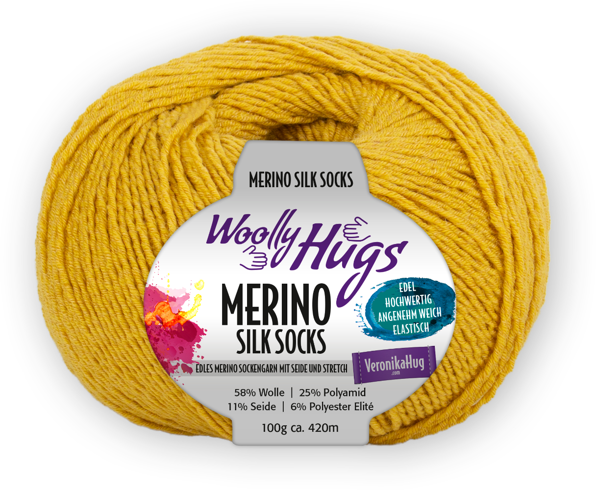 Merino Silk Socks Stretch, 4-fach von Woolly Hugs 0223 - curry