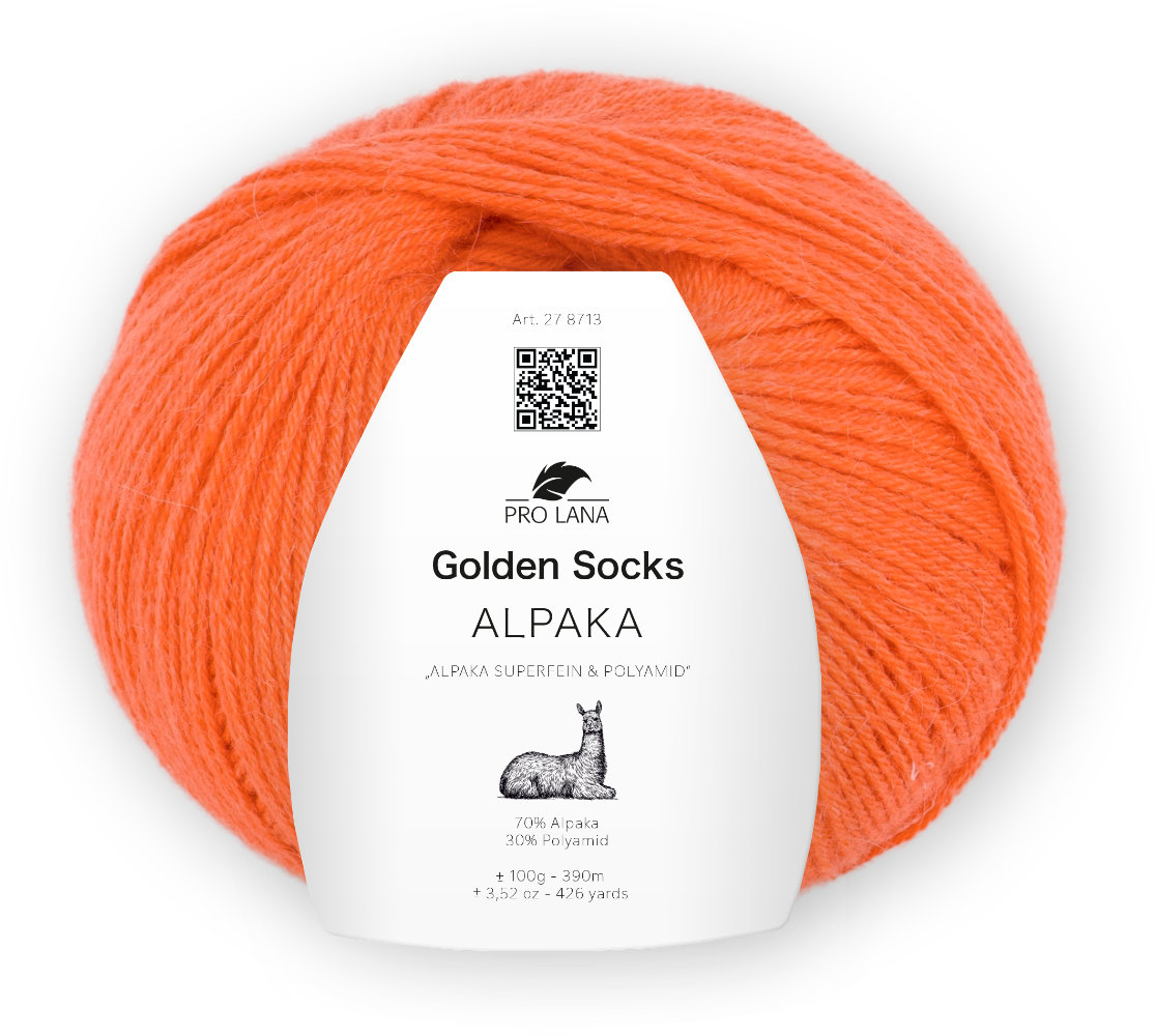 Alpaka Golden Socks - 4-fach Sockenwolle von Pro Lana 0027 - koralle