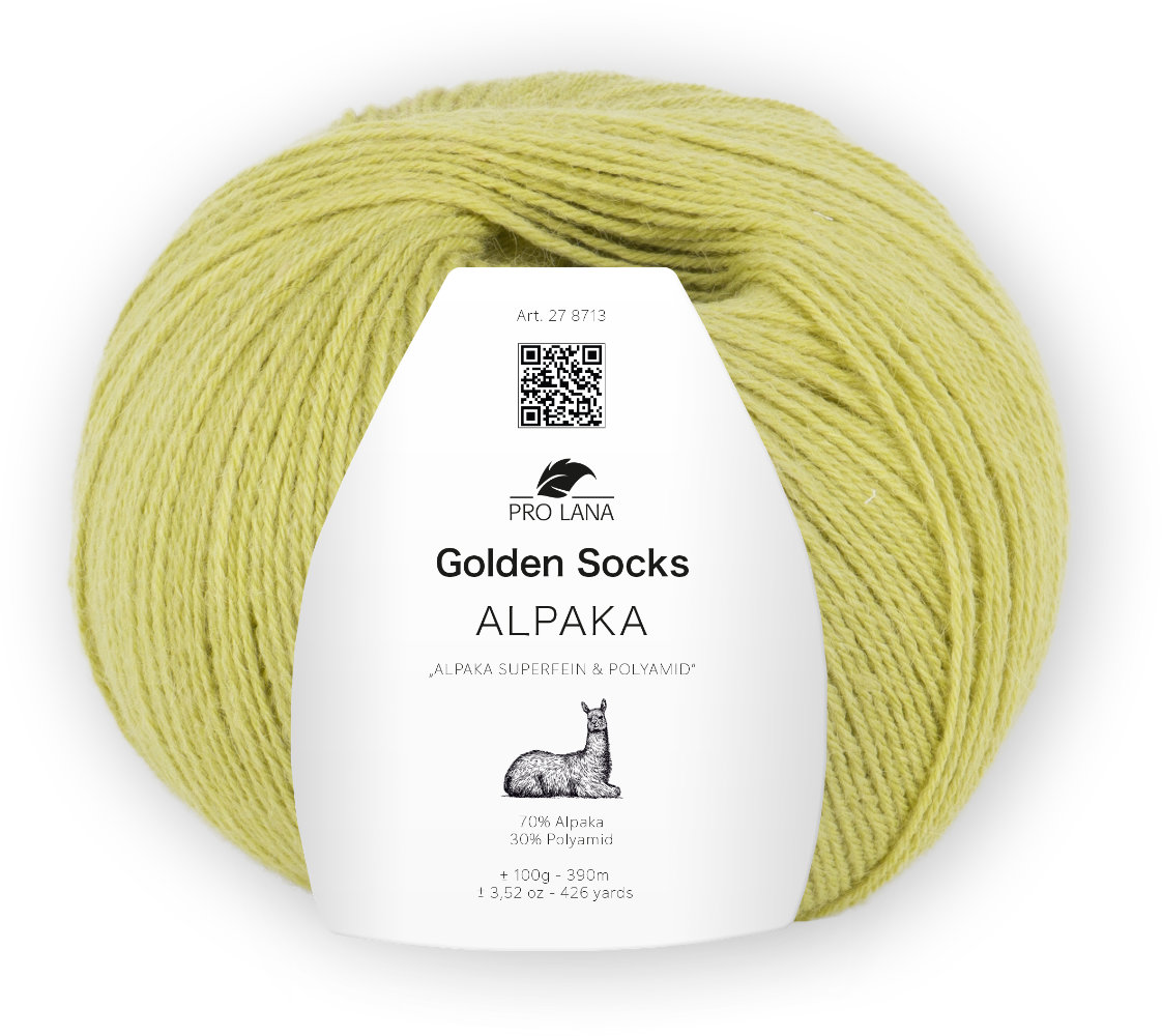Alpaka Golden Socks - 4-fach Sockenwolle von Pro Lana 0074 - kiwi