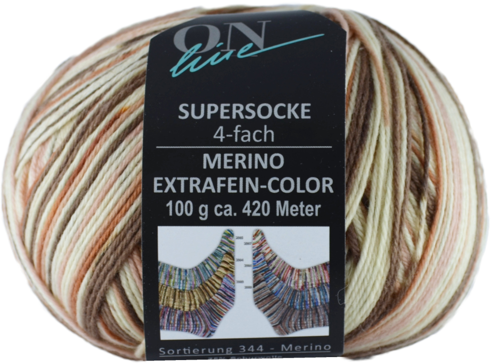 Supersocke 100 Merino Color, 4-fach von ONline Sort. 344 - 2884