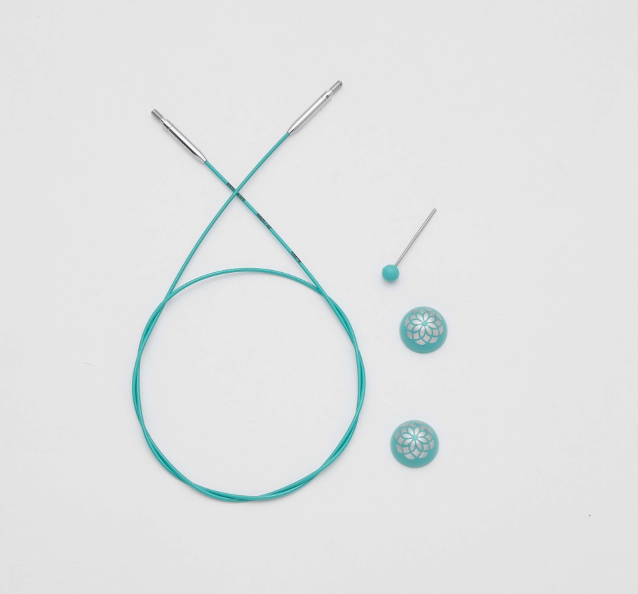 Seil türkis, Edelstahl nylonummantelt für knit pro Nadelspitzen | 35cm für 60cm/24'' Rundstricknadel