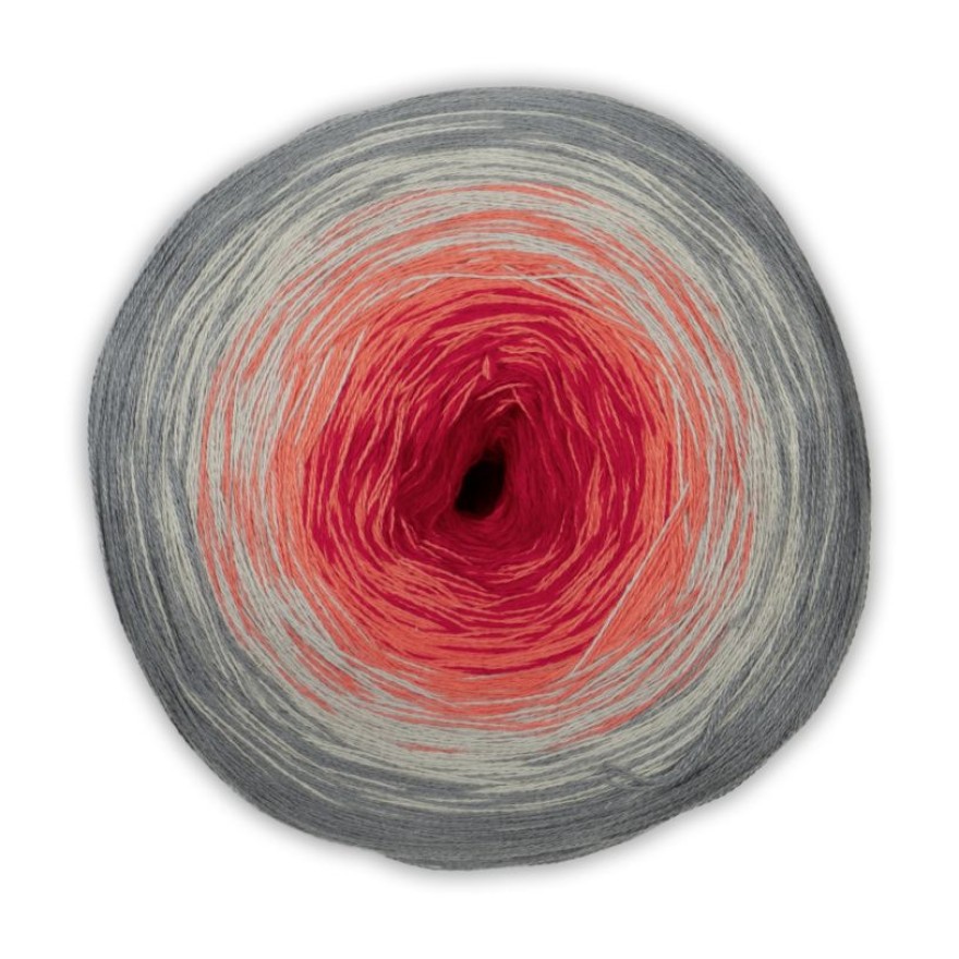 BOBBEL cotton 800m von Woolly Hugs 0065 - grau / koralle