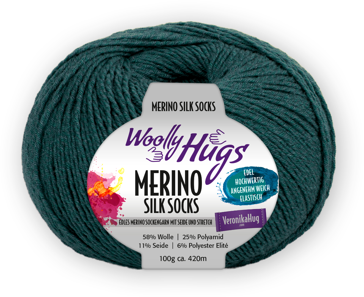 Merino Silk Socks Stretch, 4-fach von Woolly Hugs 0268 - petrol