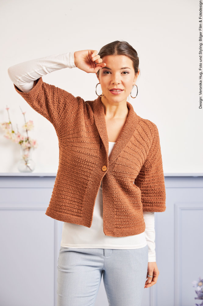 Strickjacke | Anleitungsheft + Wolle Merino Silk Socks Stretch, 4-fach | Stricken