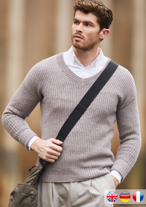 Herrenpullover Gandy mit V-Ausschnitt | Einzelanleitung | Stricken | Quail Studio
