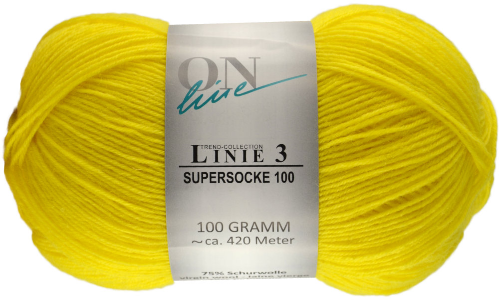 Supersocke 100 4-fach Uni, ONline Linie 3 0059 - zitrone