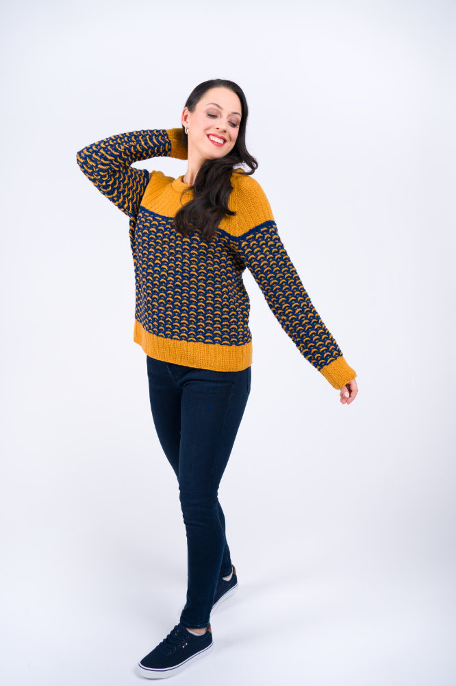 Raglanpulli im Mosaikmuster | Anleitungsheft | Wolle Italy Wool 150  | Stricken | Pro Lana