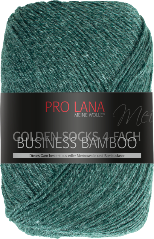 Golden Socks Business Bamboo - 4-fach Sockenwolle von Pro Lana 0512  grün meliert